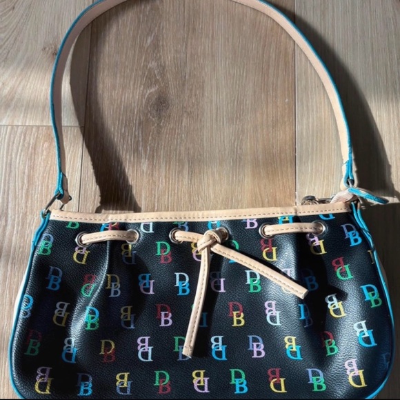 Dooney & Bourke Black Shoulder Bag with Multicolor Accents